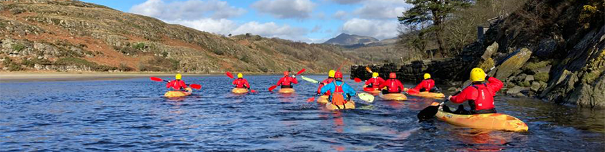 group of students kayaking